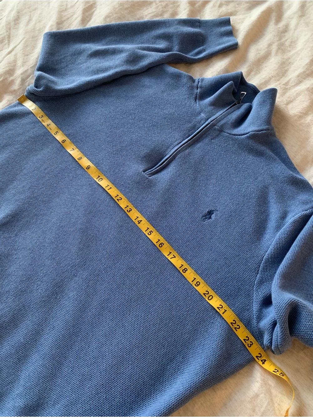 Polo by Ralph Lauren 100% Pima Cotton Quarter-Zip Men's Blue Sweater size XL - Picture 7 of 10